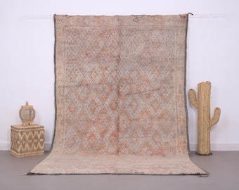 Vintage Beni Mguild Teppich 200 x 250 cm - Marokkanischer Teppich - Vintage Teppich - Wollteppich Boho - Berber Teppich Handgemacht - Minimalistischer Teppich
