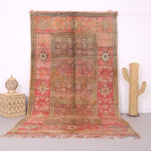 Pfirsich Vintage Boujaad Teppich 150 x 300 cm - Marokkanischer Teppich - Vintage Berber Teppich - Wollteppich - Handgemachter Berber Teppich - Vintage Wohndekor
