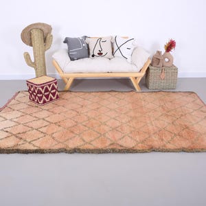 Peach Vintage Boujaad Rug 5.1 x 9.5 FT - Moroccan rug - Berber rug handmade - wool rug peach - vintage moroccan rug - vintage home decor