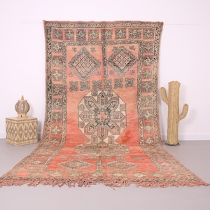 Vintage moroccan rug 6 x 12 FT - Moroccan rug - Old moroccan rug - Berber rug - Handmade rug - Wool rug - Vintage home decor - Peach rug