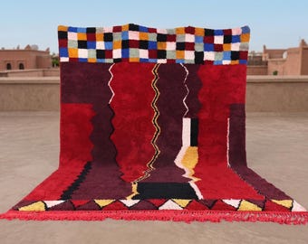 Tappeto marocchino colorato su misura - Tappeto marocchino - Tappeto di lana - Tappeto fatto a mano - Tappeto per soggiorno - Tappeto Beni Ourain - Arredamento per la casa - Tappeto berbero colorato