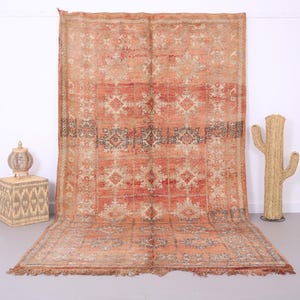 Vintage moroccan rug 6.2 x 11 ft - Moroccan rug - Old moroccan rug - Wool rug - Handmade rug - Berber rug - Home decor vintage - Peach rug