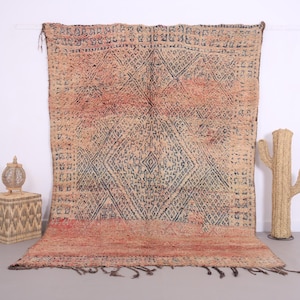 Peach Beni Mguild Rug 6.5 x 9.4 FT - Moroccan rug - Vintage moroccan rug - Wool rug bohemian - berber rug handmade - vintage home decor