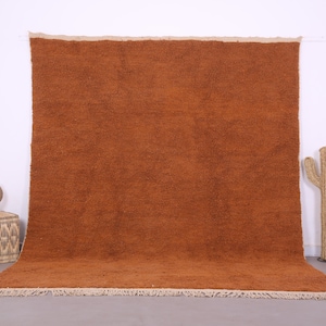 Custom Moroccan Rug brown - Beni ourain rug - wool rug - brown rug solid - Moroccan rug - Living room rug - berber Rug Handmade - ivory rug