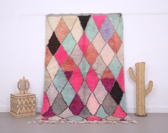 Kolorowy, współczesny dywan 5,4 x 8 stóp - Dywan marokański - Dywan marokański w stylu vintage - Dywan abstrakcyjny - Dywan berberyjski, ręcznie robiony - Dywan wełniany - Wystrój domu