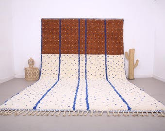 Tapis marocain marron personnalisé - tapis marocain - tapis beni ourain - tapis en laine - tapis artisanal - tapis berbère - tapis marocain marron - tapis rayé