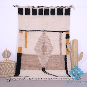 Custom moroccan rug - Beni ourain rug - wool rug - handcrafted rug - Moroccan rug - Berber rug - Hand knotted rug - living room rug brown