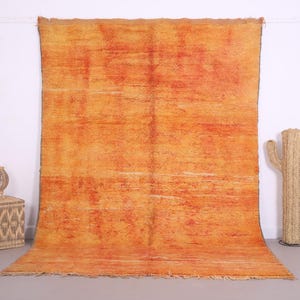 Vintage Moroccan Rug 6.6 x 9.2 FT - Moroccan rug - Old moroccan rug - Berber wool rug - handmade rug - Vintage home decor - Peach rug sunset