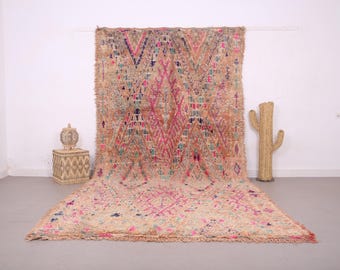 Vintage Boujaad Teppich 200x300, Marokkanischer Teppich, Vintage Teppich, Berber Teppich, Pfirsich Teppich, Wollteppich, Handgemachter Teppich Boho