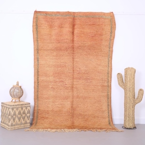 Vintage moroccan rug 4.7 x 7.4 ft - Moroccan rug - Old moroccan rug - Wool rug - Handmade rug - Berber rug - Home decor vintage - Peach rug