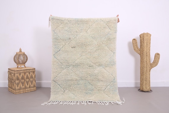 Small Boujaad Rug 3.1 x 4.4 ft - vintage moroccan rug - Moroccan rug - Pale rug moroccan - Berber rug - wool rug - handmade rug - small rug
