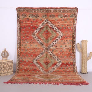 Vintage Boujaad Rug 6 x 9.8 FT - Moroccan rug - vintage moroccan rug - Berber rug - Old moroccan rug - Handmade rug - wool rug - Peach rug