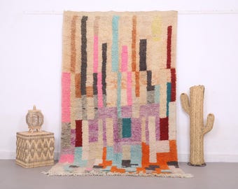 Colorful contemporary Rug 5 x 8.2 ft - Moroccan rug - vintage moroccan rug - abstract rug - berber rug handcrafted - Wool rug - Home decor