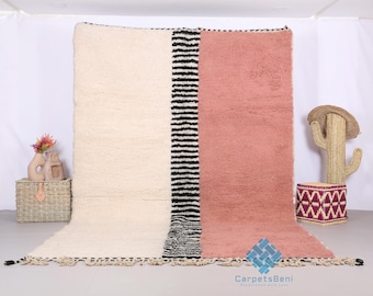 Custom moroccan rug - Moroccan rug - beni ourain rug - wool rug boho - handcrafted rug - Moroccan rug pink - berber home decor - Tribal rug