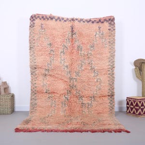 Peach Vintage Boujaad Rug 5 x 9 FT - Moroccan rug - Berber rug - Wool rug old - Vintage moroccan rug - Handmade rug - Vintage home decor