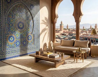 Custom Moroccan Rug Ivory - Beni ourain rug - Cream wool rug - solid Ivory rug - Minimalist rug - Living room rug - berber Rug Handmade