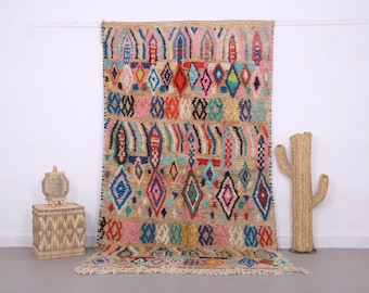 Färgglad modern matta 1,5 x 2,7 m - Marockansk matta - Vintage marockansk matta - Abstrakt matta - Handgjord berbermatta - Ullmatta - Heminredning