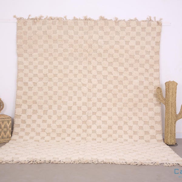 Custom moroccan rug - Moroccan rug - beni ourain rug - wool rug - handcrafted rug checkered - berber rug - home decor - Amazigh rug handmade