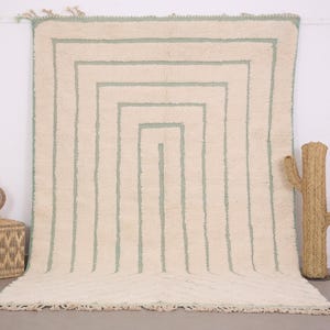 Custom moroccan rug - Beni ourain rug - wool rug - Handmade rug - Moroccan rug - bohemian rug - Berber rug - living room rug - Green rug