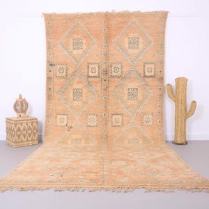 Vintage moroccan rug 6.1 x 12.6 ft - Moroccan rug - Old moroccan rug - Wool rug - Handmade rug - Berber rug - Home decor vintage - Peach rug