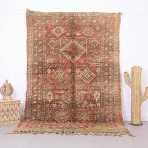 Peach Vintage Boujaad Rug 5.8 x 9 FT - Vintage Moroccan Rug - Berber rug - Moroccan rug - Moroccan Home Decor - Traditional Wool Rug