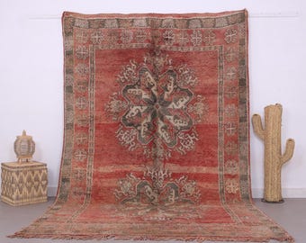 Tappeto marocchino vintage 2 x 3,2 m - Tappeto marocchino color pesca - Tappeto rosa a pelo lungo - Tappeto berbero - Tappeto in lana color pesca - Tappeto fatto a mano - Arredamento vintage per la casa