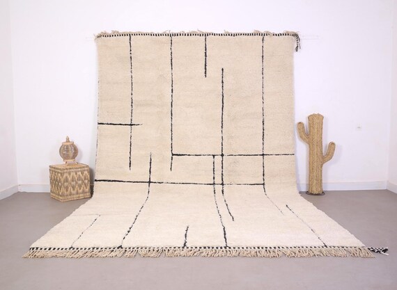Custom Moroccan Rug - Moroccan Rug - Beni Ourain Rug - Wool Rug - Berber Rug - Handmade Rug - Rug For Living Room - Ivory rug custom size