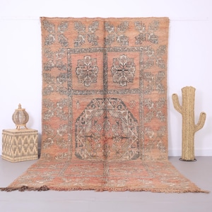 Vintage moroccan rug 6 x 11 ft - Moroccan rug - Old moroccan rug - Wool rug - Handmade rug - Berber rug - Home decor vintage - Peach Old rug
