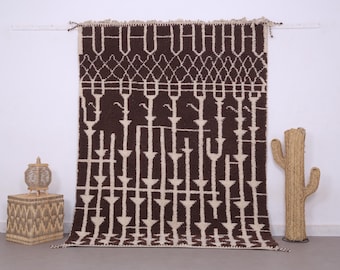 Tappeto marocchino marrone scuro 6 x 8 piedi - Tappeto marocchino vintage - Tappeto Beni ourain - Tappeto di lana marrone - Tappeto fatto a mano - Tappeto berbero - Decorazione per la casa vintage