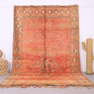 Vintage moroccan rug 6.5 x 10.4 ft - Moroccan rug - Old moroccan rug - Wool rug - Handmade rug - Berber rug - Home decor vintage - Peach rug