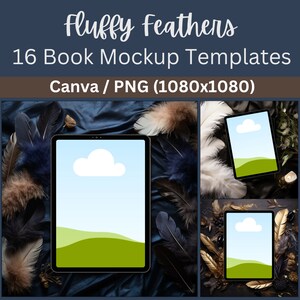 Fluffy Feathers - Book Mockup Template | Flat Lay | Bookstagram | Social Media | Stock Photography | Canva Template
