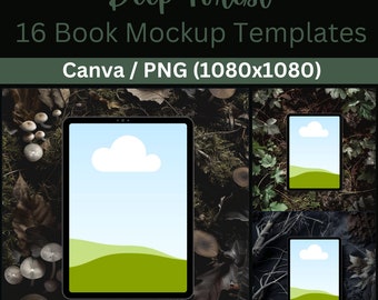 Deep Forest - Book Mockup Template | Flat Lay | Bookstagram | Social Media | Stock Photography | Canva Template