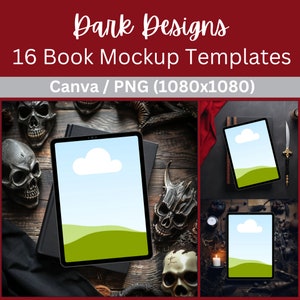 Dark Designs - Book Mockup Template | Flat Lay | Bookstagram | Social Media | Stock Photography | Canva Template