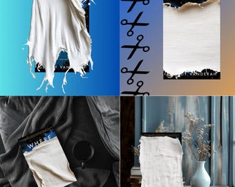 4 White Cloth Cover Reveal, Bookstagram Templates, Book Mockup Templates, Templates for Canva, Author Templates