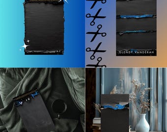 4 Black Paper Cover Reveal, Bookstagram Templates, Book Mockup Templates, Templates for Canva, Author Templates
