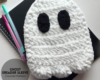 かぎ針編みのゴースト電子書籍リーダースリーブパターン：ハロウィン Kindle カバー（デジタルダウンロード）