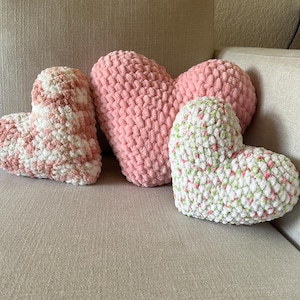 Crocheted Heart Pillows: Breast Cancer Awareness Gift
