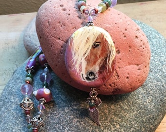 Custom Hand Painted Portrait Of Your Horse Best Friend Necklace Pendant