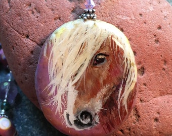 Hand Painted Horse Necklace Ametrine Agate Sterling