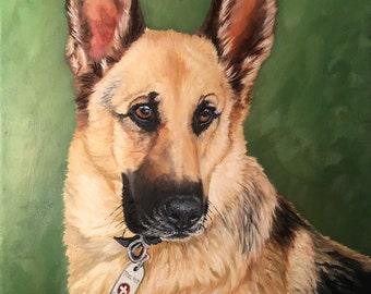 CUSTOM Hand Painted Dog Portrait Memorium Painting Acrylic Oil