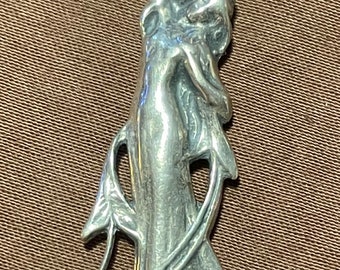Sterling silver pendant Goddess Woman Nature Vines Witch Hood