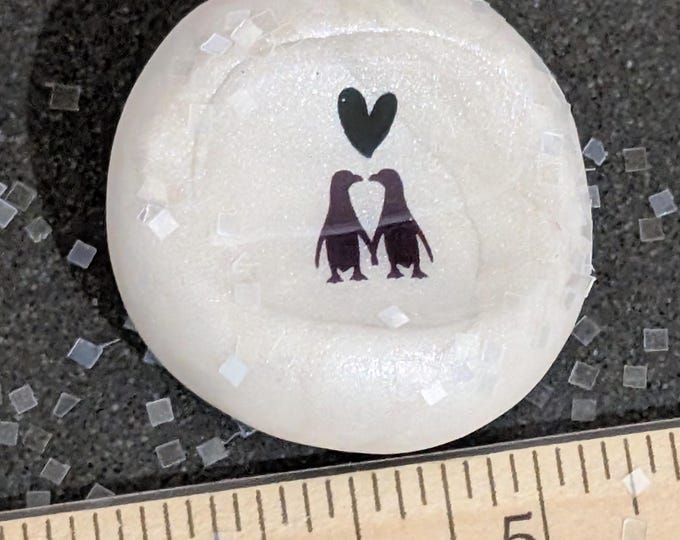 Featured listing image: Penguin Love Story Nug: Pearl Worry Stone, Mental Health Gift