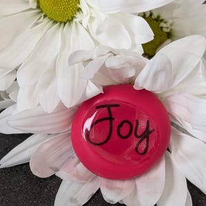 Joy On Berry Nug, Clay Word Stone, Fidget, Worry Stone, Transitional Object, Therapy, Gift, Word Stone, Anxiety, Grounding Tool, Pocket Hug