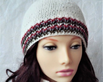 Gift for Men KNITTING PATTERN Mens Beanie Pattern Knit Round Stripe Hat Winter Hat Easy Knit /THORNHILL Hat