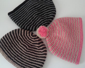 Patrón de gorro a rayas para tejer, fácil de tejer, redondo, regalo para hombres, novios, esposos, papás, regalo de Navidad para él/gorro DENVER