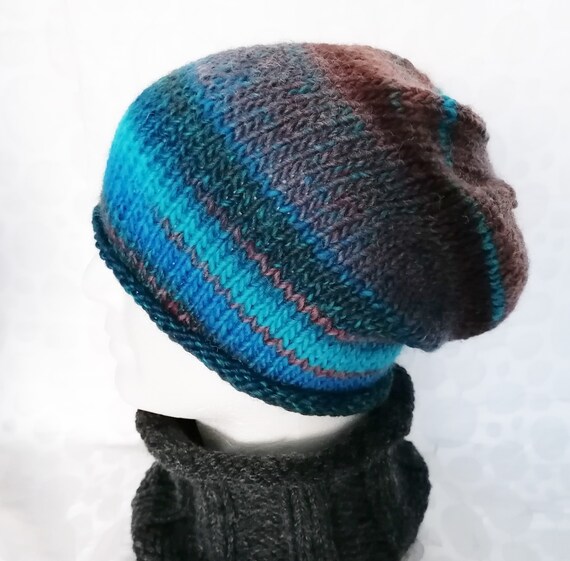 MENS Slouch Beanie KNITTING PATTERN Quick Knit Christmas Gift Etsy