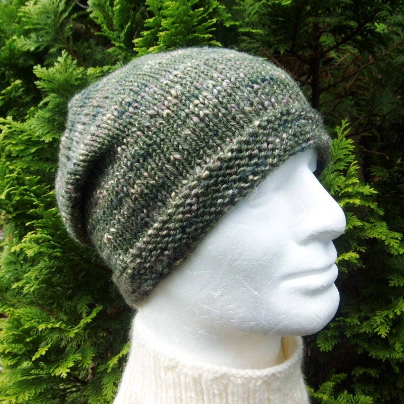 MENS Slouch BEANIE Knitting Pattern Simple Slouchy Hat Knit Etsy