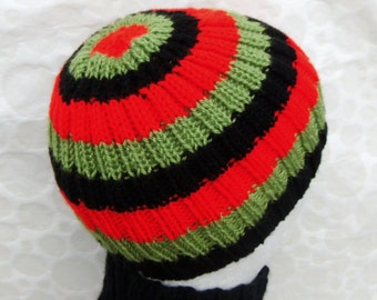 Striped Ribbed Beanie Knitting Pattern: Easy Beginner (PDF Pattern)