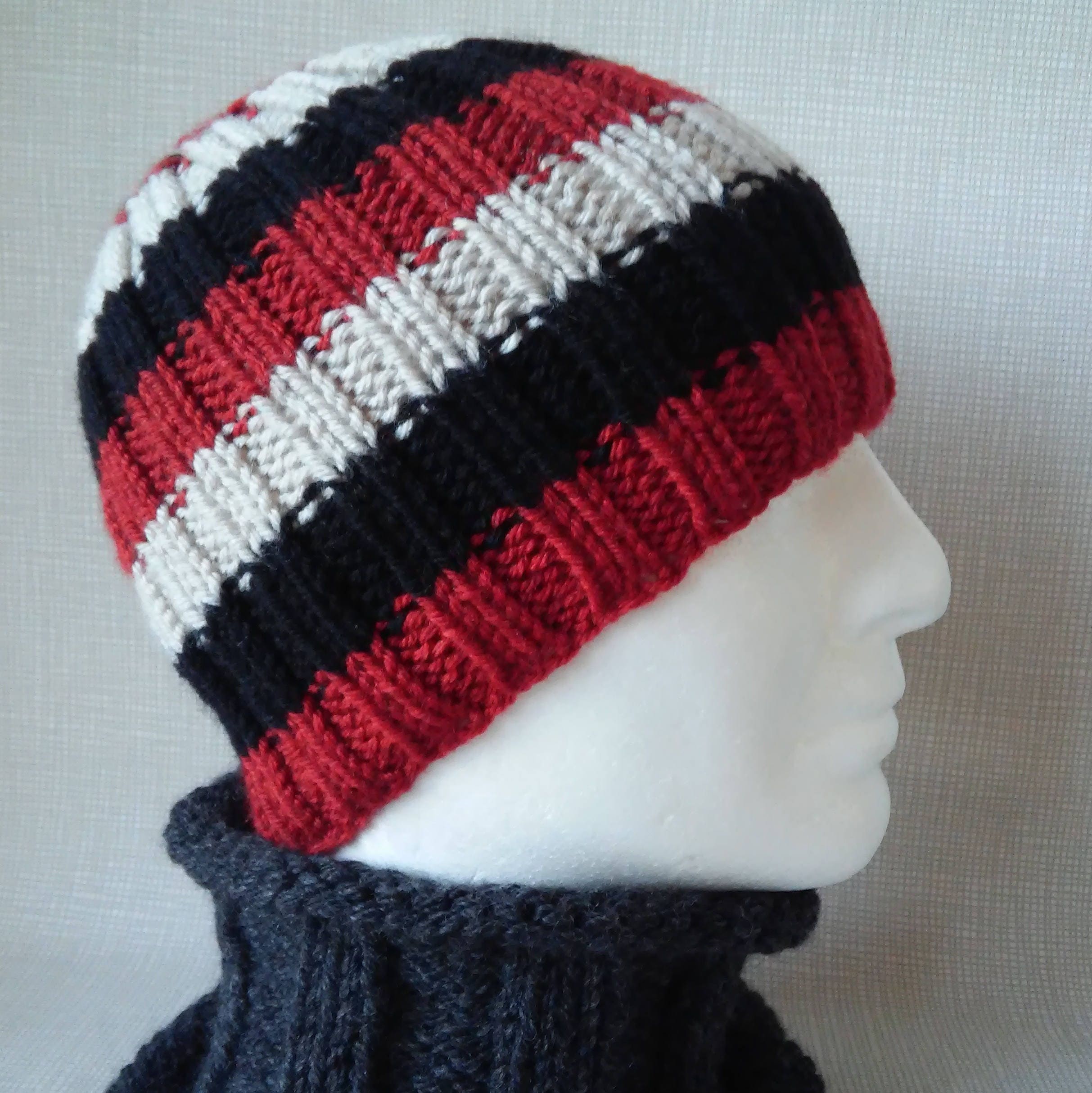 STRIPED HAT PATTERN Mens Beanie Knitting Pattern Birthday Gift Etsy Australia