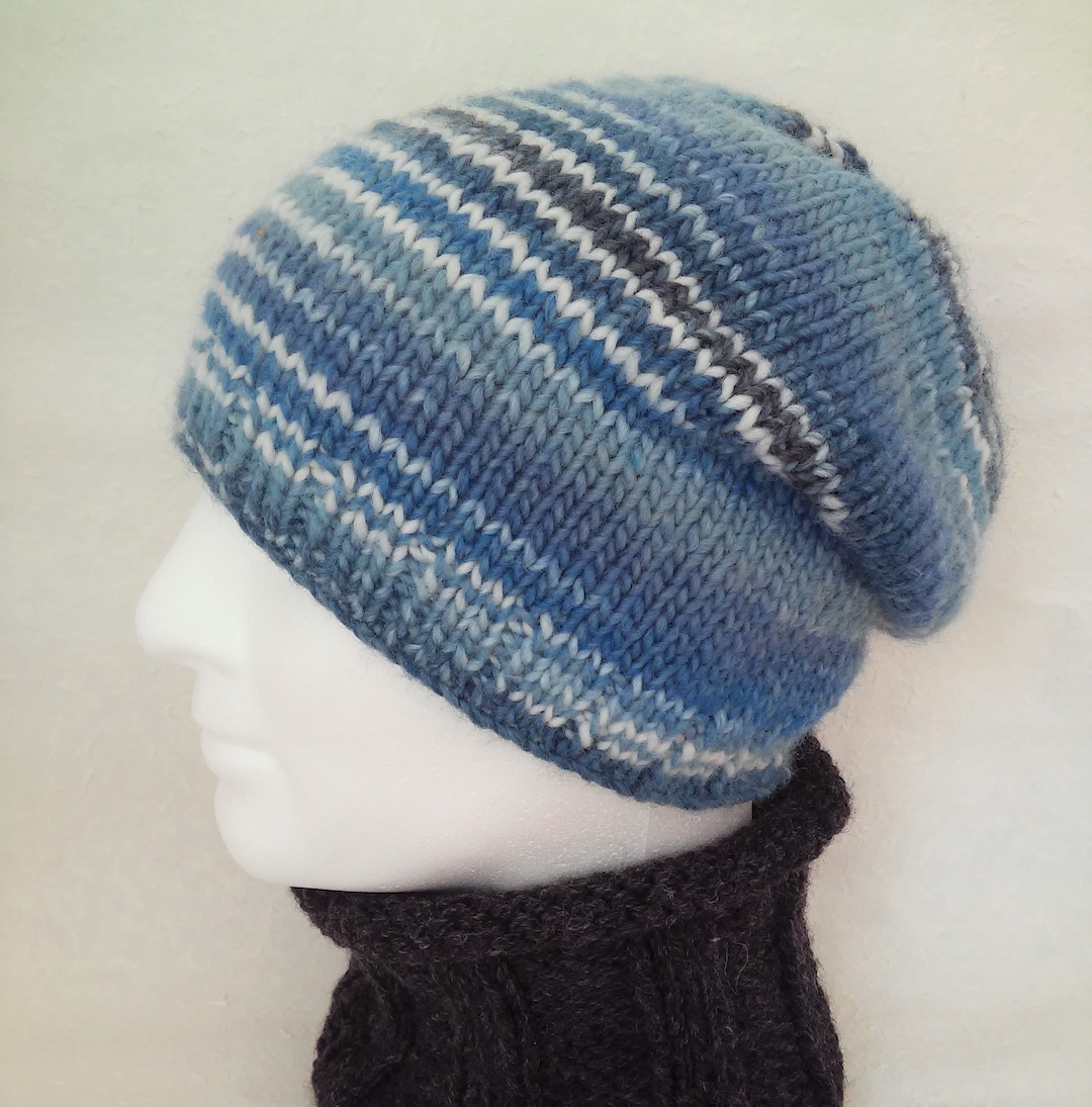 KNITTING PATTERN Mens Slouch Hat Gift for Him Boyfriend Beanie - Etsy